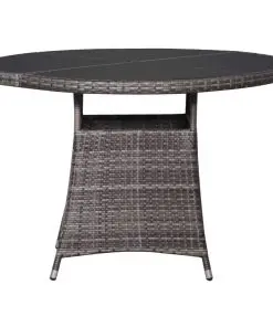 vidaXL 7 Piece Outdoor Dining Set with Cushions Poly Rattan Grey