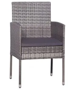 vidaXL 7 Piece Outdoor Dining Set with Cushions Poly Rattan Grey