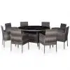 vidaXL 9 Piece Outdoor Dining Set with Cushions Poly Rattan Grey