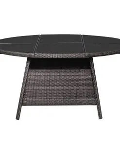 vidaXL 9 Piece Outdoor Dining Set with Cushions Poly Rattan Grey
