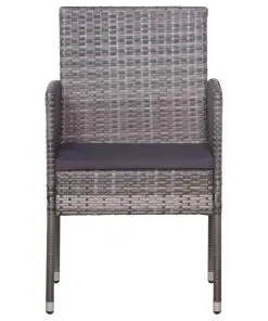 vidaXL 9 Piece Outdoor Dining Set with Cushions Poly Rattan Grey