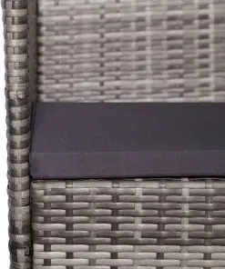 vidaXL 9 Piece Outdoor Dining Set with Cushions Poly Rattan Grey