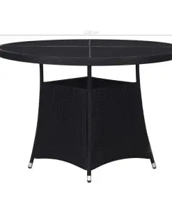 vidaXL Garden Table Black 110×74 cm Poly Rattan