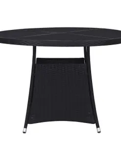 vidaXL 7 Piece Outdoor Dining Set with Cushions Poly Rattan Black