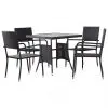 vidaXL 5 Piece Outdoor Dining Set Poly Rattan Black