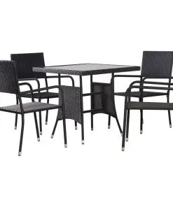 vidaXL 5 Piece Outdoor Dining Set Poly Rattan Black