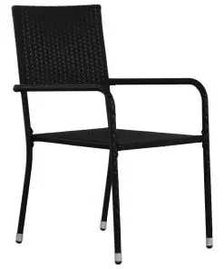 vidaXL 5 Piece Outdoor Dining Set Poly Rattan Black