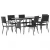 vidaXL 7 Piece Outdoor Dining Set Poly Rattan Black