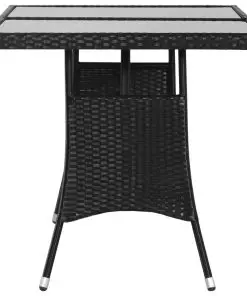 vidaXL 7 Piece Outdoor Dining Set Poly Rattan Black