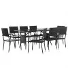 vidaXL 9 Piece Outdoor Dining Set Poly Rattan Black