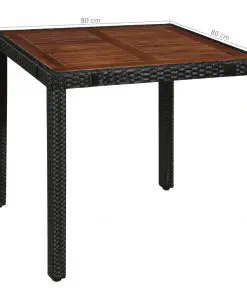 vidaXL 5 Piece Outdoor Dining Set Poly Rattan and Acacia Wood Black