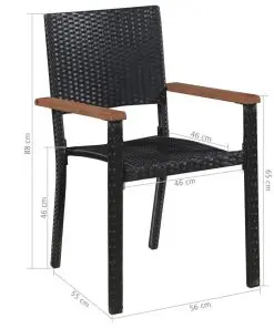 vidaXL 5 Piece Outdoor Dining Set Poly Rattan and Acacia Wood Black