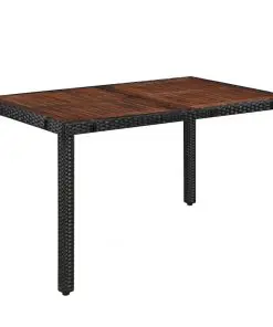 vidaXL 7 Piece Outdoor Dining Set Poly Rattan and Acacia Wood Black