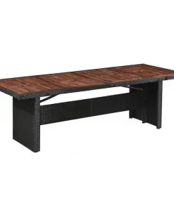vidaXL Garden Table 240x90x74 cm Poly Rattan and Solid Acacia Wood