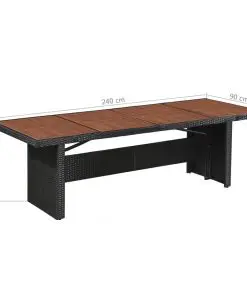 vidaXL Garden Table 240x90x74 cm Poly Rattan and Solid Acacia Wood