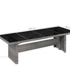 vidaXL Garden Table 240x90x74 cm Poly Rattan and Glass