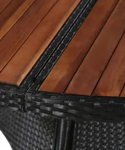 vidaXL 7 Piece Outdoor Dining Set Poly Rattan and Acacia Wood Black