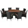 vidaXL 9 Piece Outdoor Dining Set Poly Rattan and Acacia Wood Black
