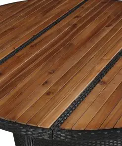 vidaXL 9 Piece Outdoor Dining Set Poly Rattan and Acacia Wood Black