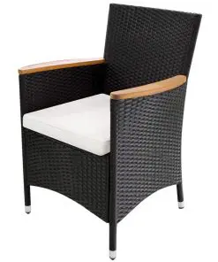 vidaXL 9 Piece Outdoor Dining Set Poly Rattan and Acacia Wood Black