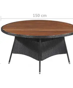 vidaXL 9 Piece Outdoor Dining Set Poly Rattan and Acacia Wood Black