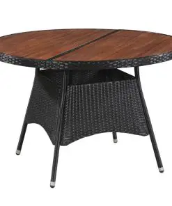 vidaXL Garden Table 115×74 cm Poly Rattan and Solid Acacia Wood