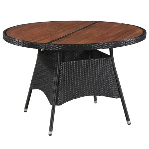 vidaXL Garden Table 115×74 cm Poly Rattan and Solid Acacia Wood