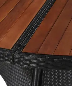 vidaXL Garden Table 115×74 cm Poly Rattan and Solid Acacia Wood