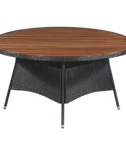 vidaXL Garden Table 150×74 cm Poly Rattan and Solid Acacia Wood