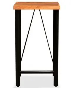 vidaXL 3 Piece Bar Set Solid Acacia Wood, Genuine Leather & Canvas