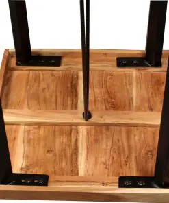 vidaXL 3 Piece Bar Set Solid Acacia Wood, Genuine Leather & Canvas