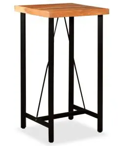 vidaXL 3 Piece Bar Set Solid Acacia Wood, Genuine Leather & Canvas