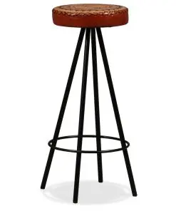 vidaXL 3 Piece Bar Set Solid Acacia Wood, Genuine Leather & Canvas