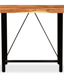 vidaXL 5 Piece Bar Set Solid Acacia Wood, Genuine Leather & Canvas