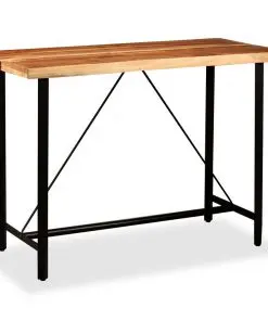 vidaXL 7 Piece Bar Set Solid Acacia Wood and Genuine Leather