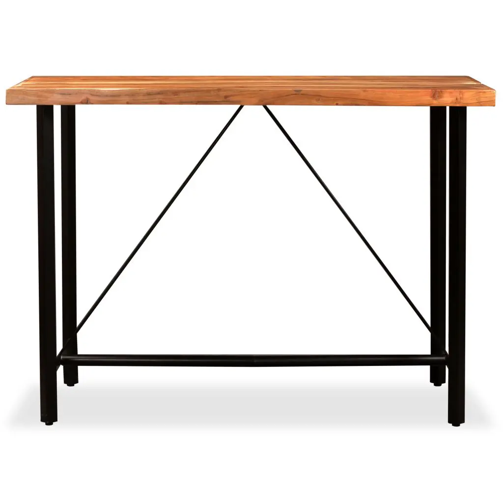 vidaXL 7 Piece Bar Set Solid Acacia Wood, Genuine Leather & Canvas