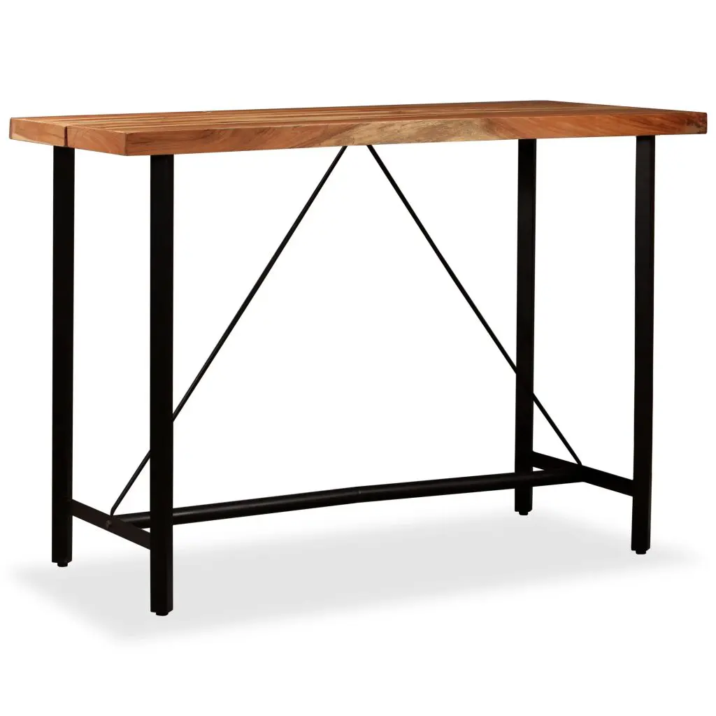 vidaXL 7 Piece Bar Set Solid Acacia Wood, Genuine Leather & Canvas