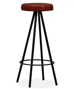 vidaXL 9 Piece Bar Set Solid Acacia Wood and Genuine Leather