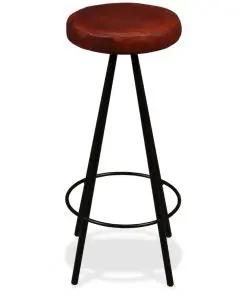 vidaXL 9 Piece Bar Set Solid Acacia Wood and Genuine Leather