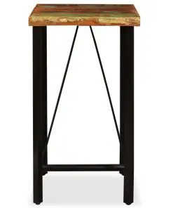 vidaXL 3 Piece Bar Set Solid Reclaimed Wood, Genuine Leather & Canvas