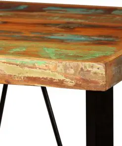 vidaXL 3 Piece Bar Set Solid Reclaimed Wood, Genuine Leather & Canvas