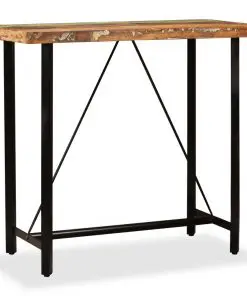vidaXL 5 Piece Bar Set Solid Reclaimed Wood and Genuine Leather
