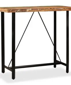 vidaXL 5 Piece Bar SetSolid Reclaimed Wood, Genuine Leather & Canvas