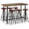 vidaXL 7 Piece Bar Set Solid Reclaimed Wood and Genuine Leather