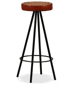 vidaXL 7 Piece Bar Set Solid Reclaimed Wood, Genuine Leather & Canvas