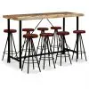vidaXL 9 Piece Bar Set Solid Reclaimed Wood and Genuine Leather