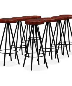 vidaXL 9 Piece Bar Set Solid Reclaimed Wood and Genuine Leather