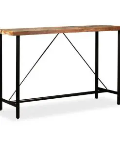 vidaXL 9 Piece Bar Set Solid Reclaimed Wood, Genuine Leather & Canvas