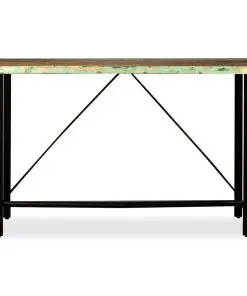 vidaXL 9 Piece Bar Set Solid Reclaimed Wood, Genuine Leather & Canvas