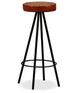 vidaXL 9 Piece Bar Set Solid Reclaimed Wood, Genuine Leather & Canvas